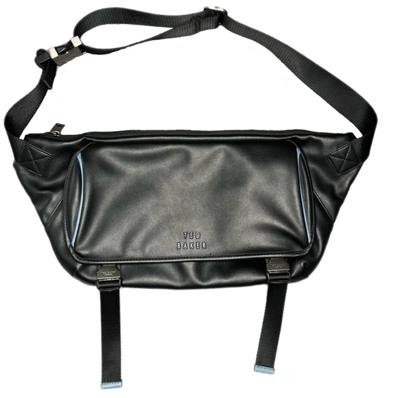 Ted Baker Cobbra Unisex Black Belt Bag Blue Trim - Picture 10 of 15